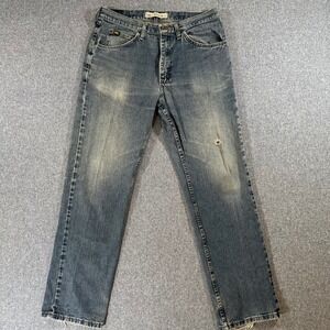 Lee Regular Fit Mens Jeans 34x32 Blue Denim Straight Leg Pants Vintage Style